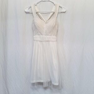 Nordstrom White Tulle Strappy Back Dress with Criss Cross Detail in Back